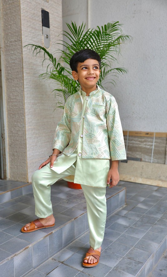 Mint Mosaic Boys Jodhpuri Set