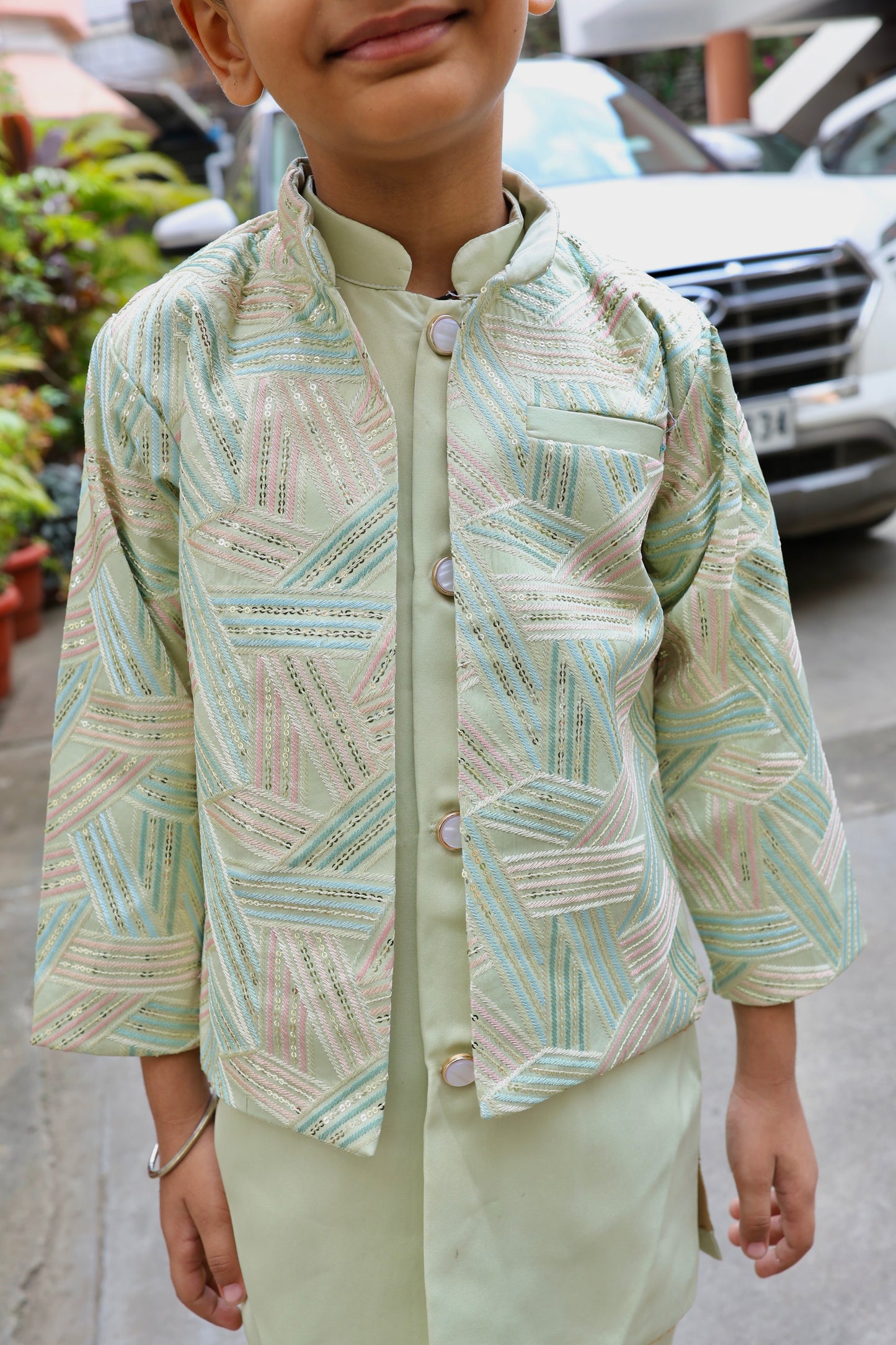 Mint Mosaic Boys Jodhpuri Set