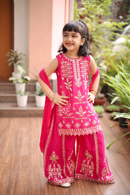 Pink Majesty Girls Sharara Set