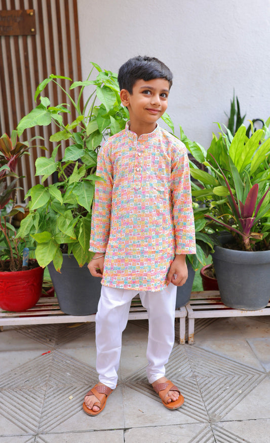 Rainbow Weave Boys Kurta Set