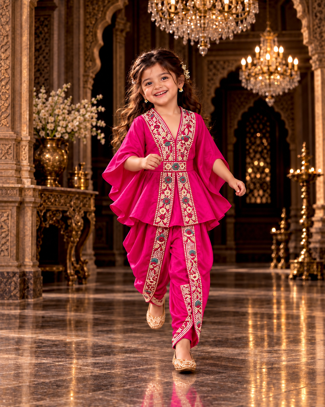 Gulposh Girls Dhoti Set