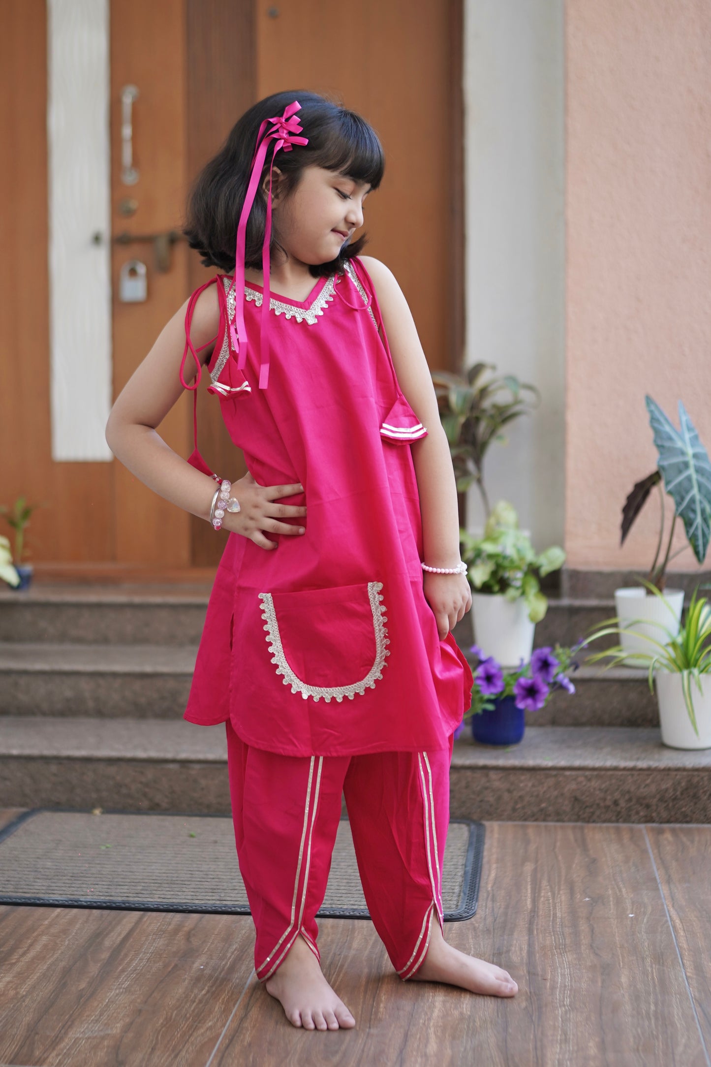 Gulabi Gudiya Girls Dhoti Set