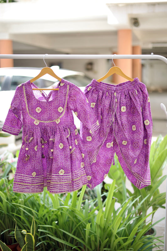 Purple Grace Girls Dhoti Set