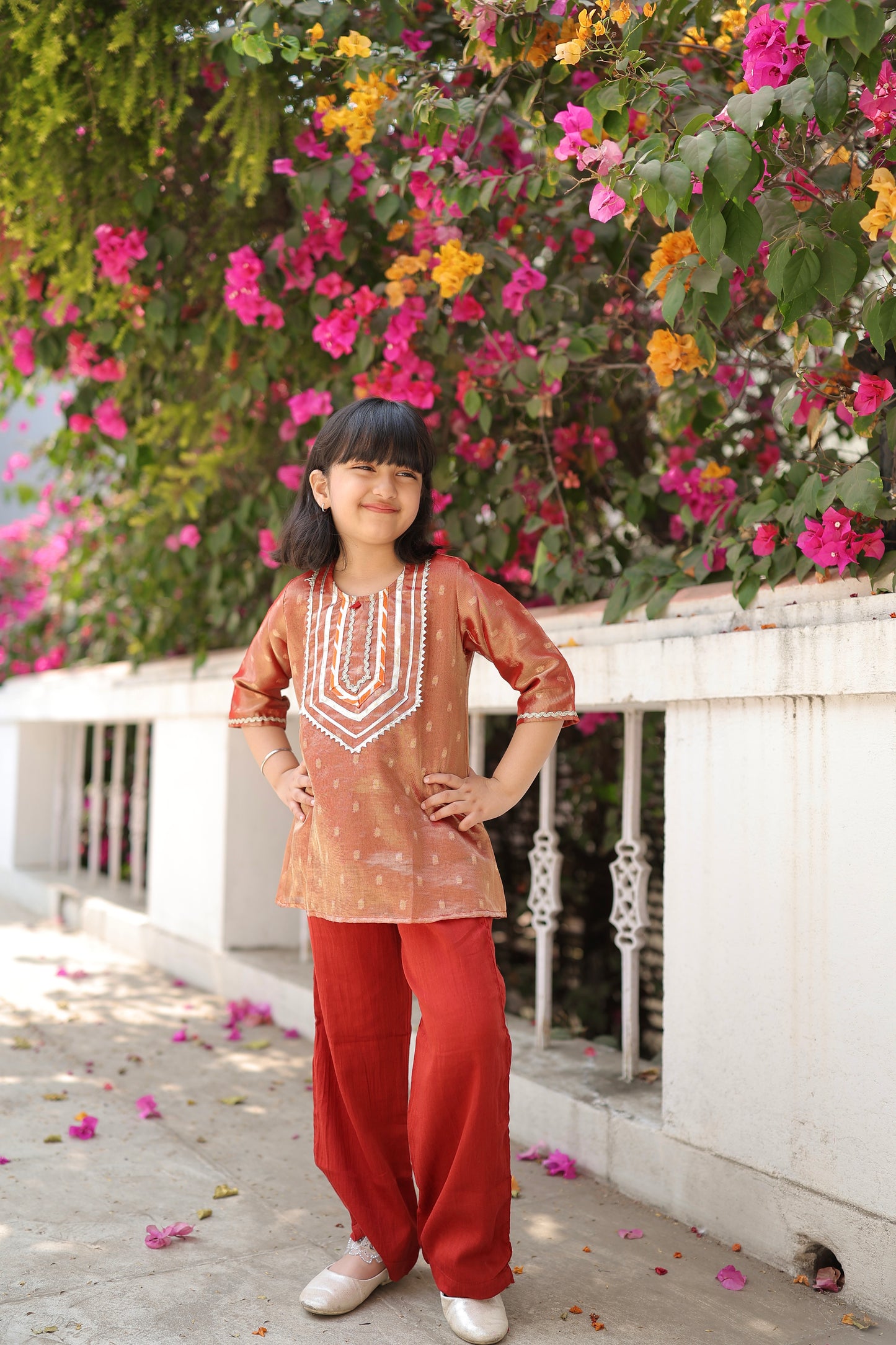 Rust Royale Girls Kurta Set