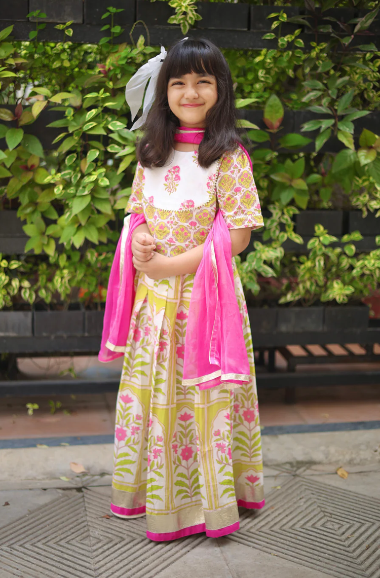 Bandhan Bloom Girls Cotton Lehenga Set