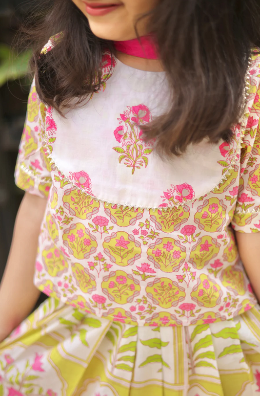 Bandhan Bloom Girls Cotton Lehenga Set