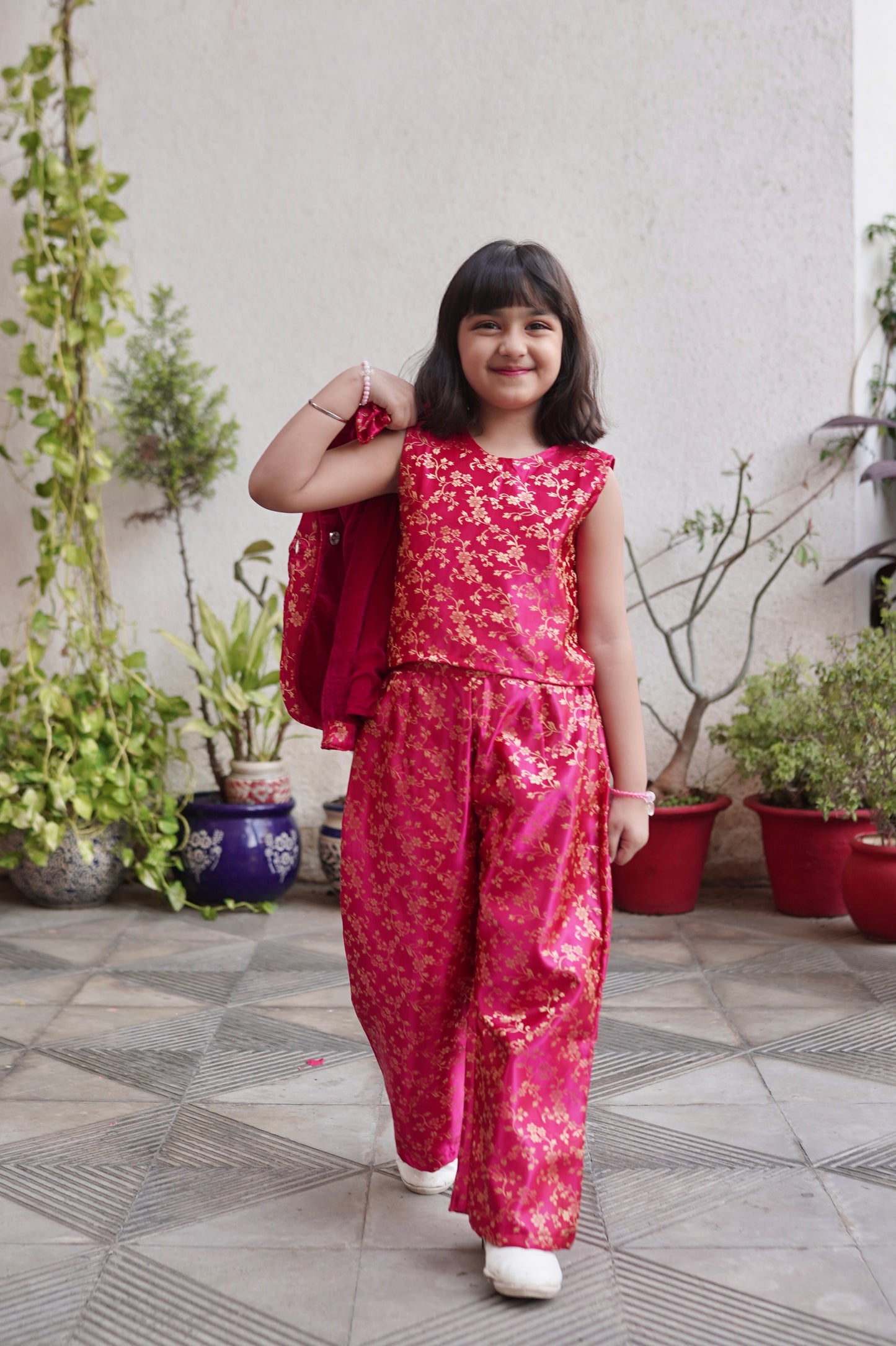 Zarika Brocade Girls 3 piece Jacket Set