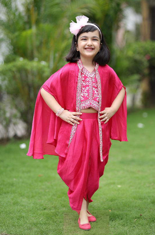 Cherry Blossom Girls Indowestern Cape Set
