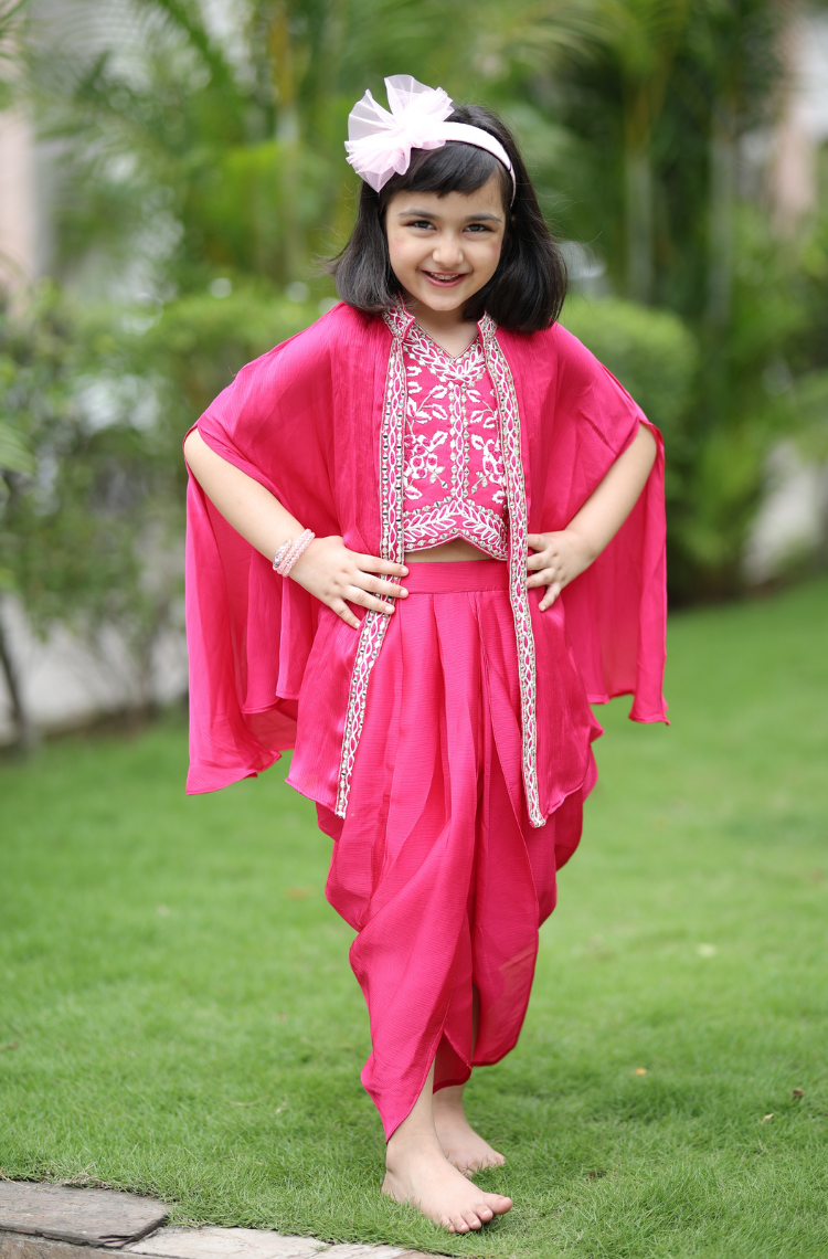 Cherry Blossom Girls Indowestern Cape Set