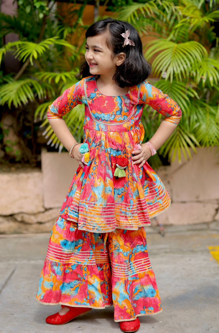 Color Splash Girls Sharara Set