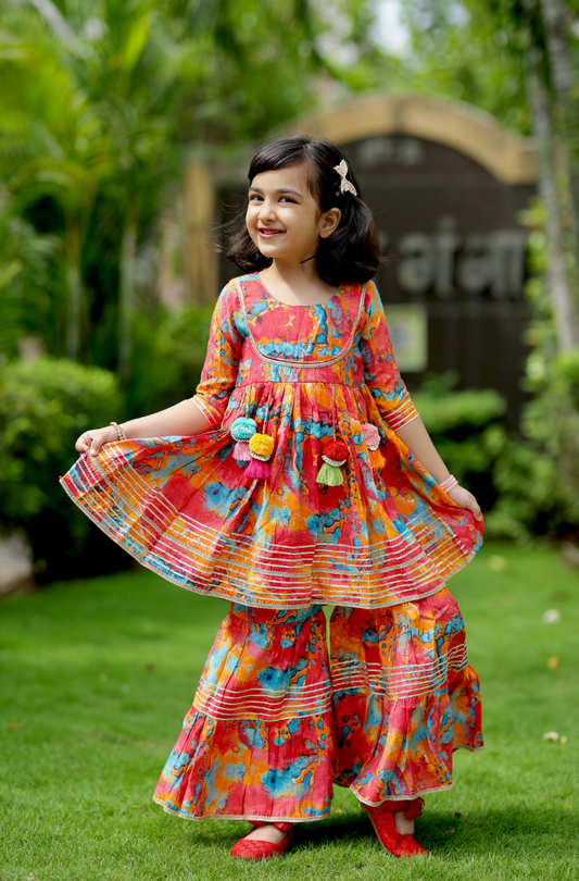 Color Splash Girls Sharara Set