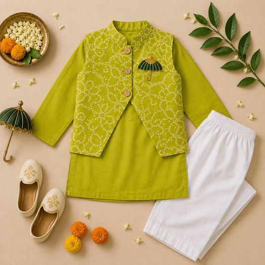 Megh Malhar Boys Jacket Set