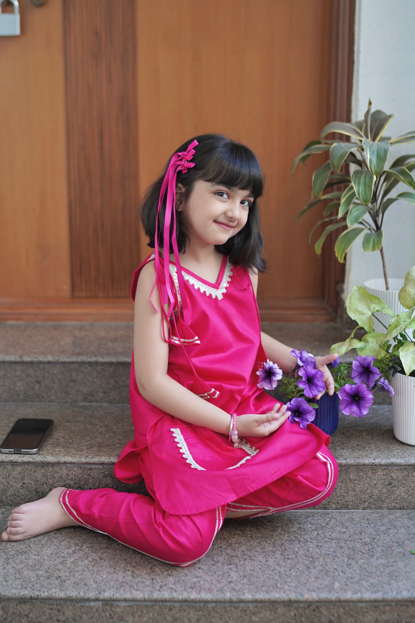 Gulabi Gudiya Girls Dhoti Set