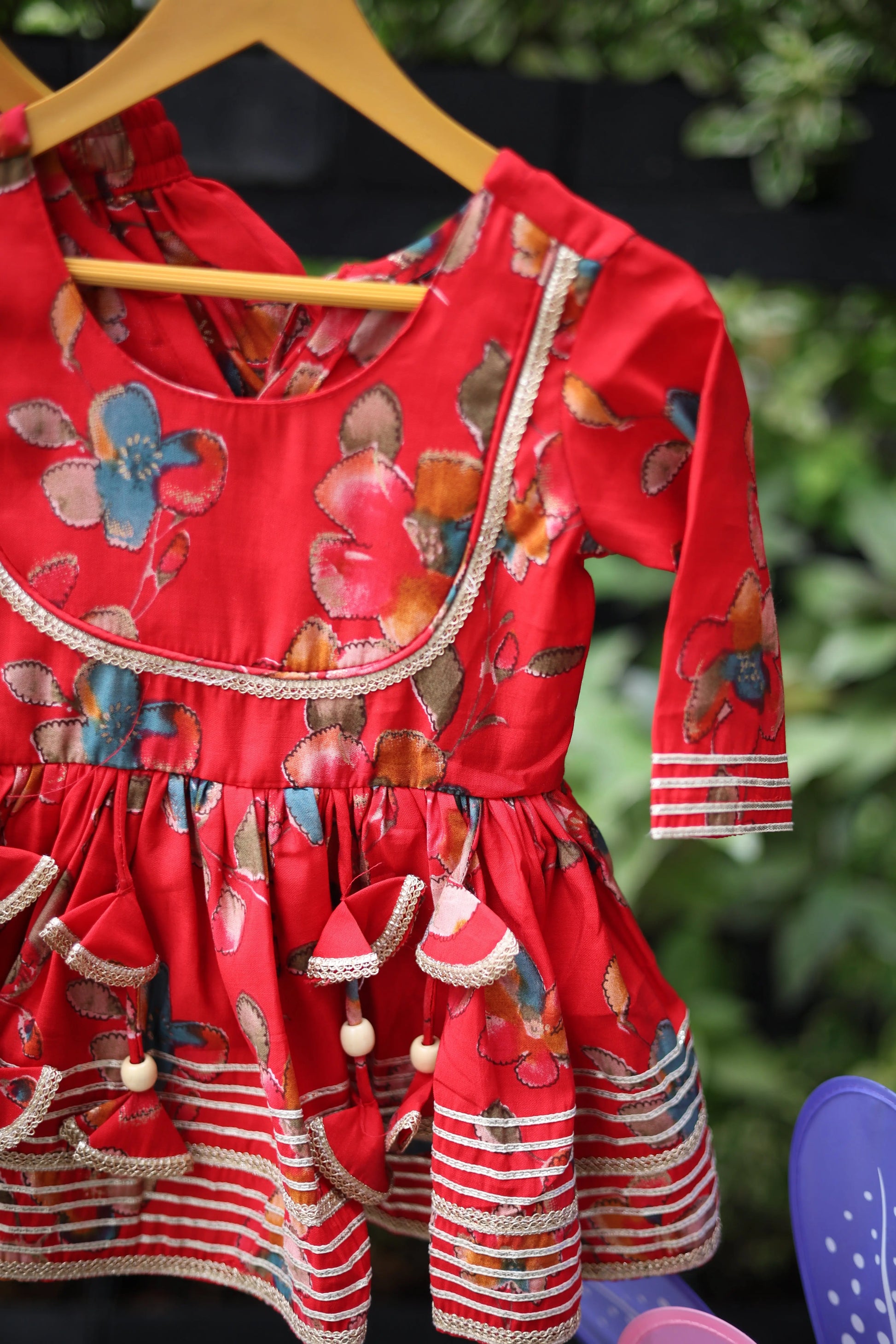 Gulmohar Girls Red Dhoti Set CubsNCrowns