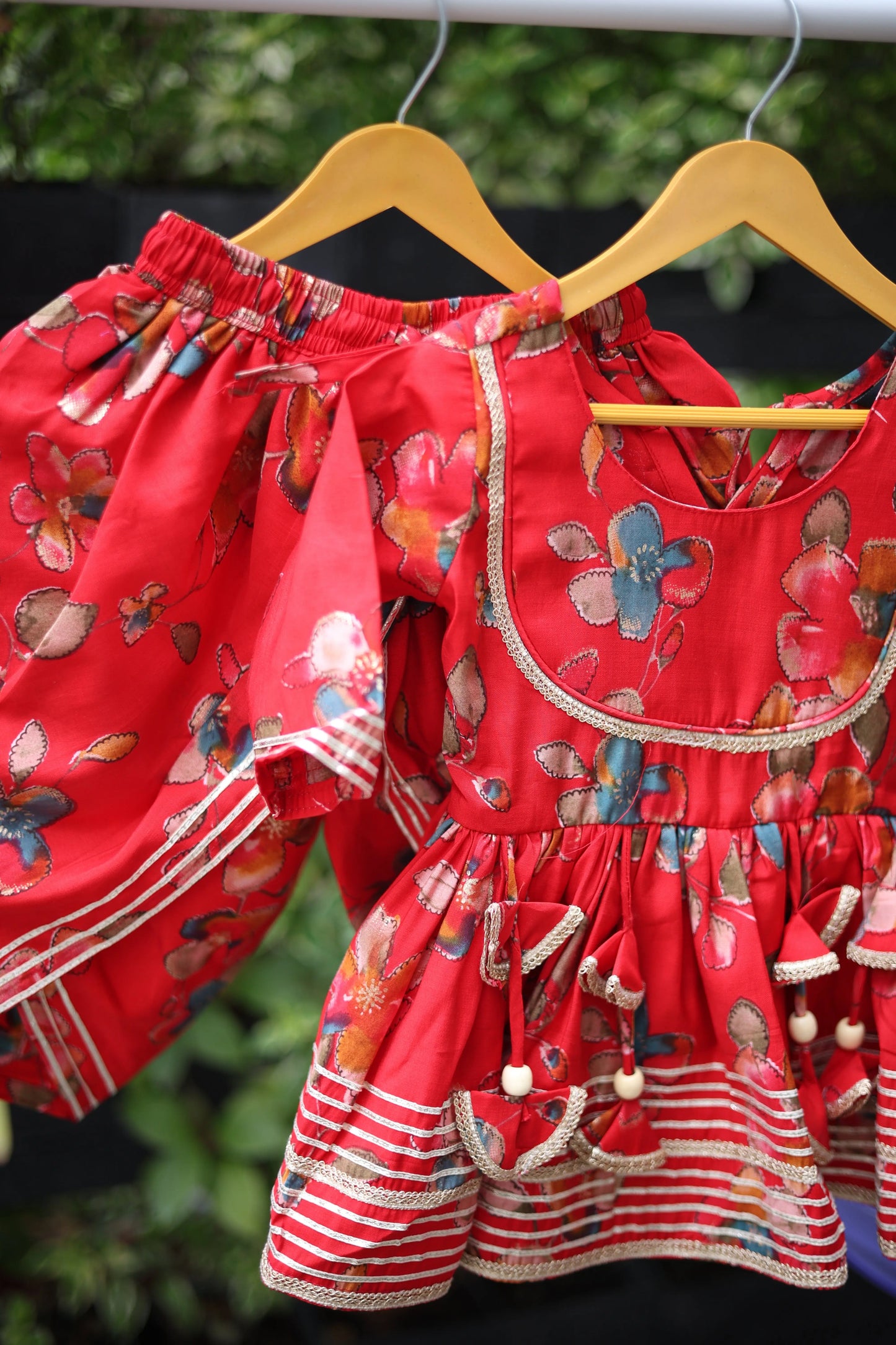 Gulmohar Girls Red Dhoti Set CubsNCrowns