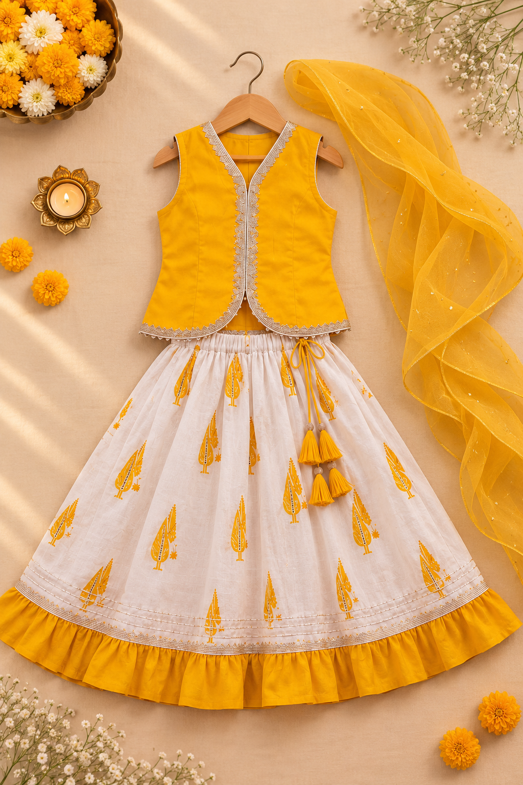 Marigold Muse Girls Lehenga Set