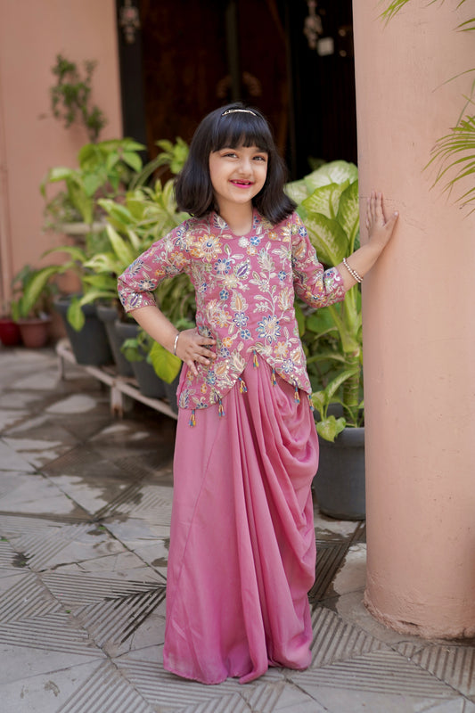 Fiza Floral Girls Tulip Skirt Set