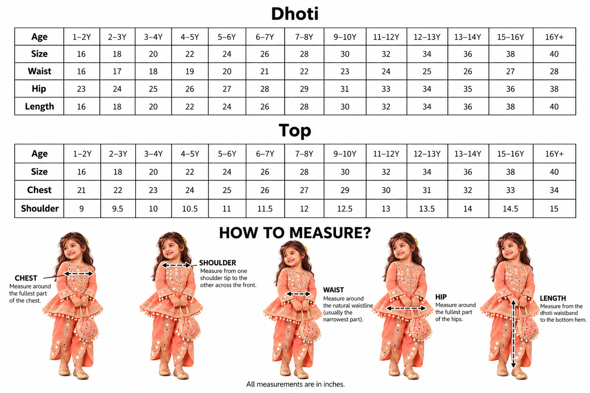 Rang Mahal Mirrorwork Girls Dhoti Set