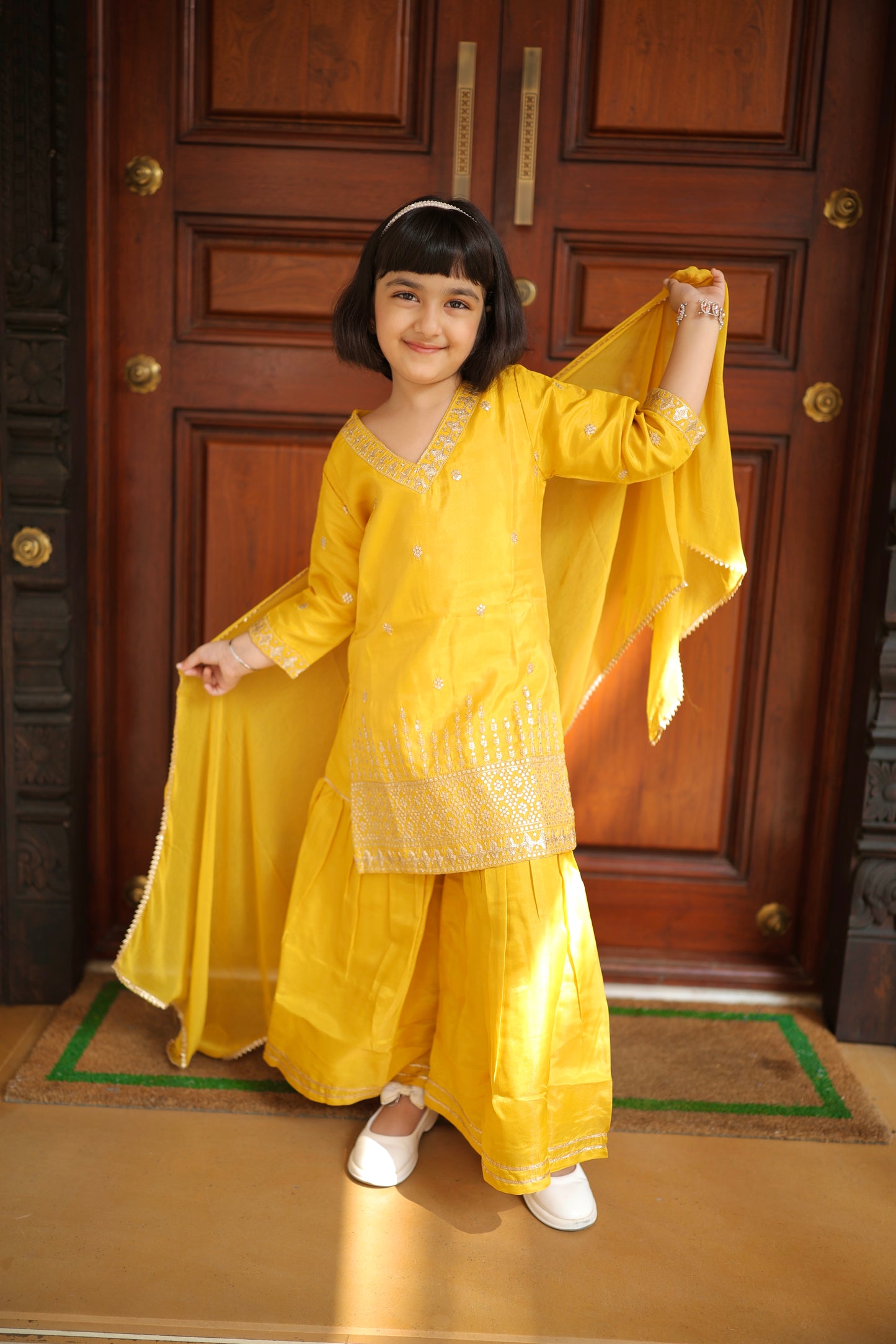Golden Glee Girls Sharara Set