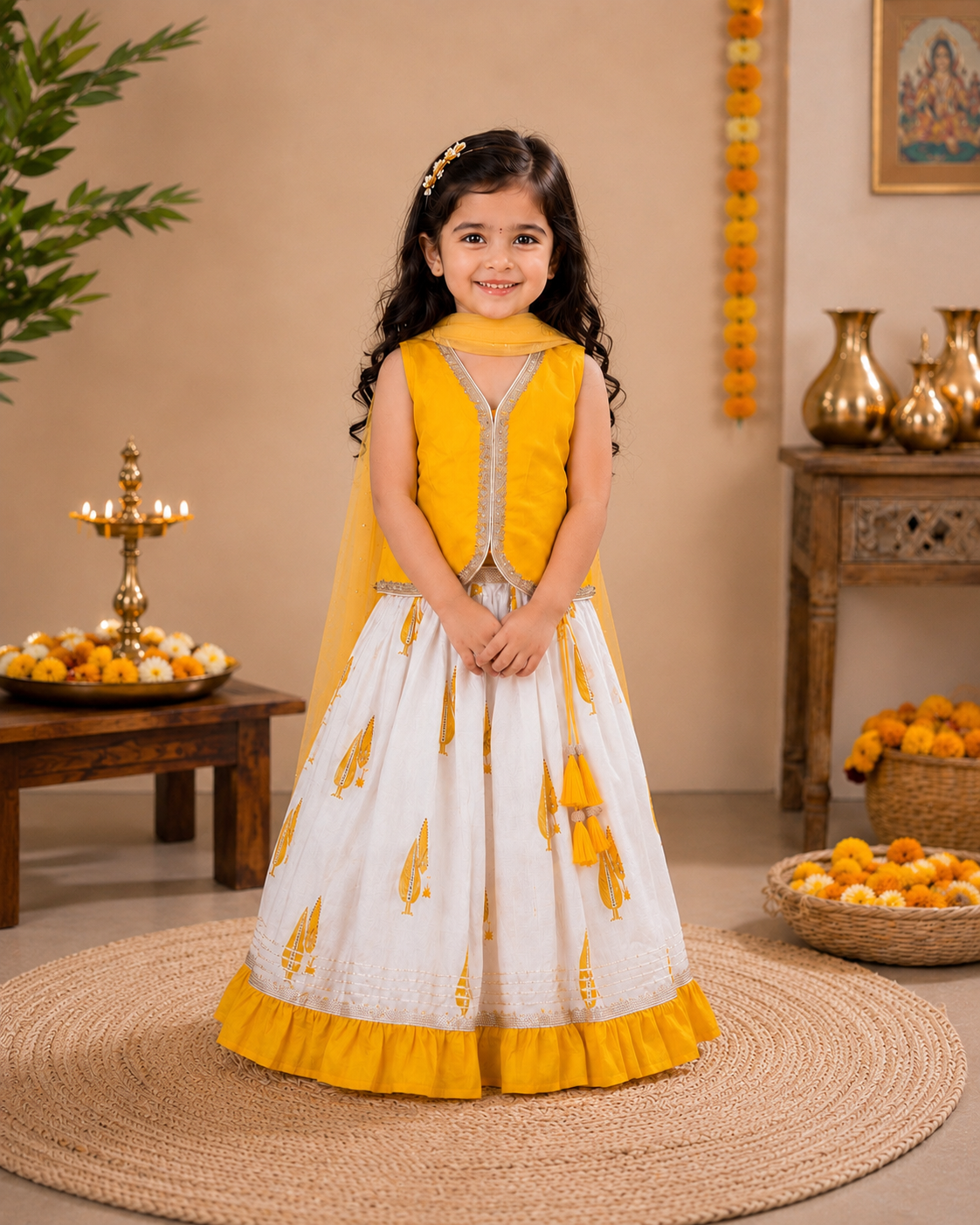 Marigold Muse Girls Lehenga Set