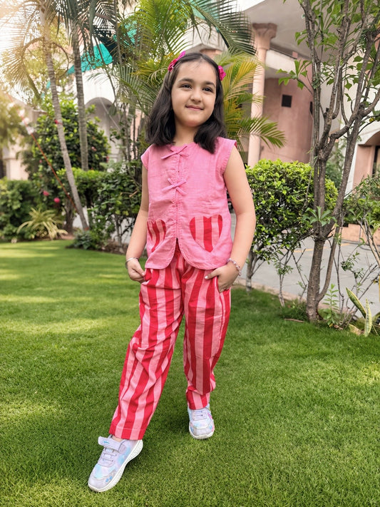 Sweetheart Stripes Girls Co-ord Set