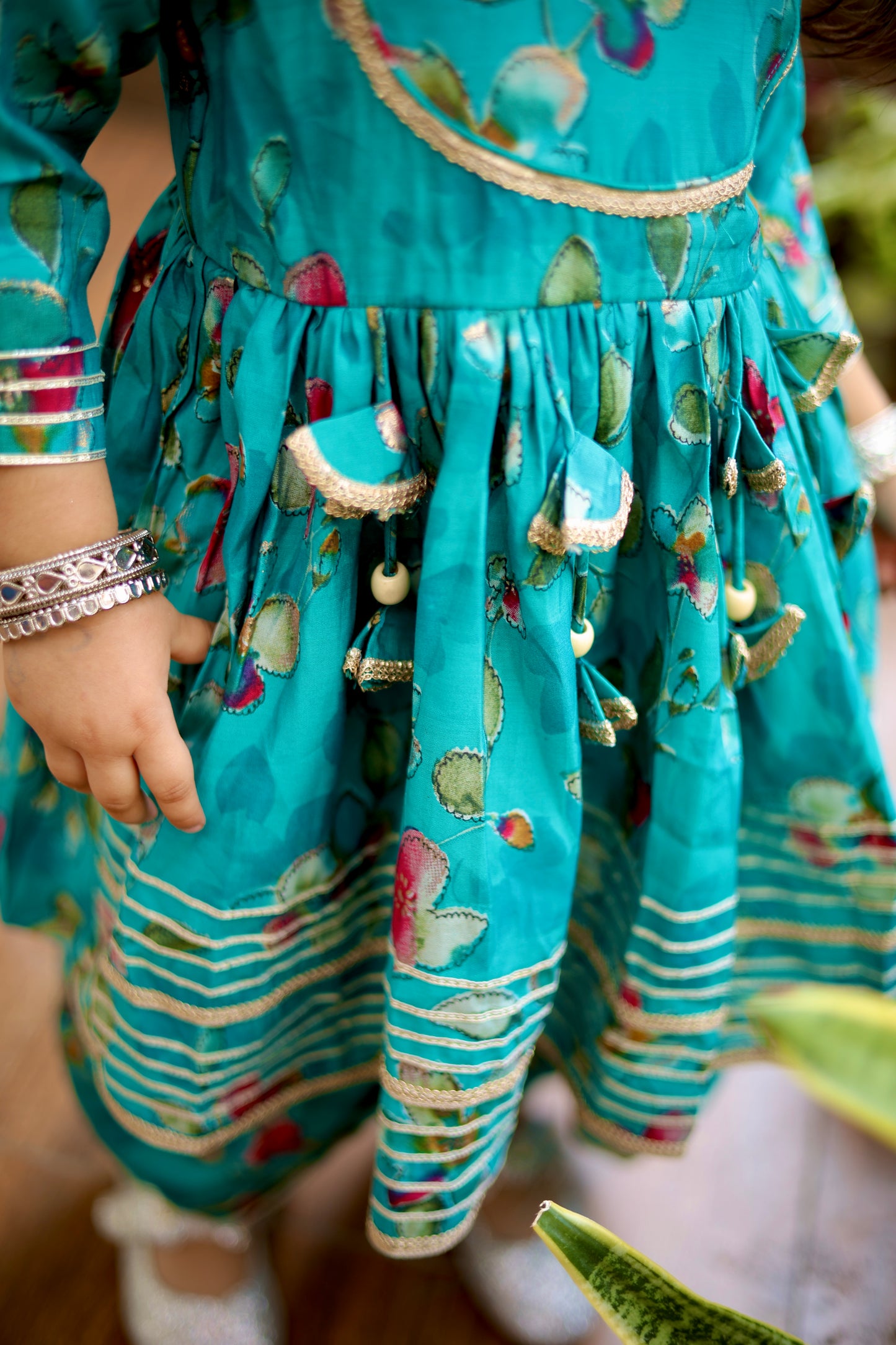 Peacock Bloom Girls Dhoti Set