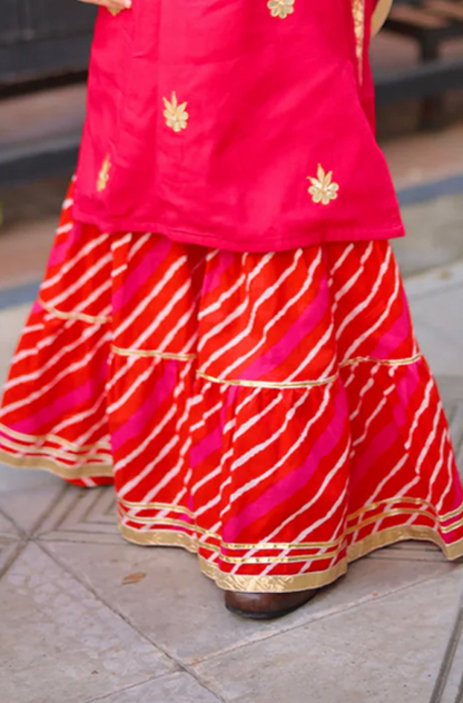 Gota Gulal Sharara Set – Girls festive Wear Cotton Set