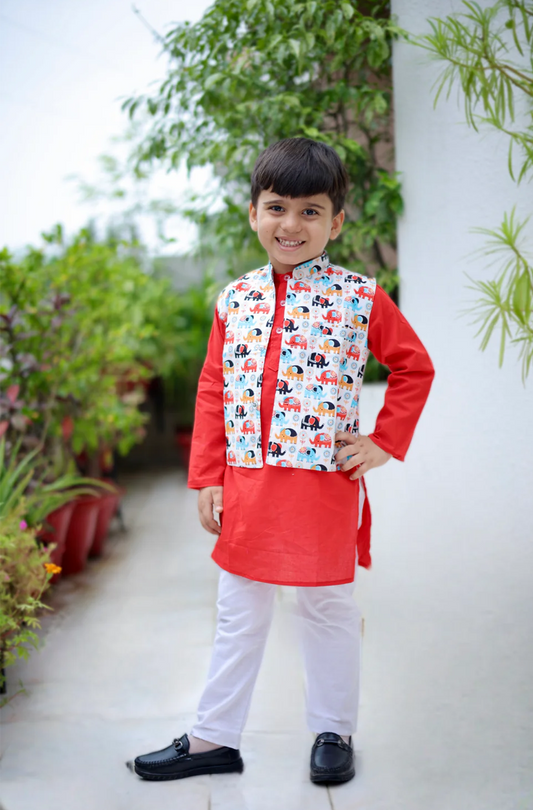 Haathi Hues Boys Kurta Set