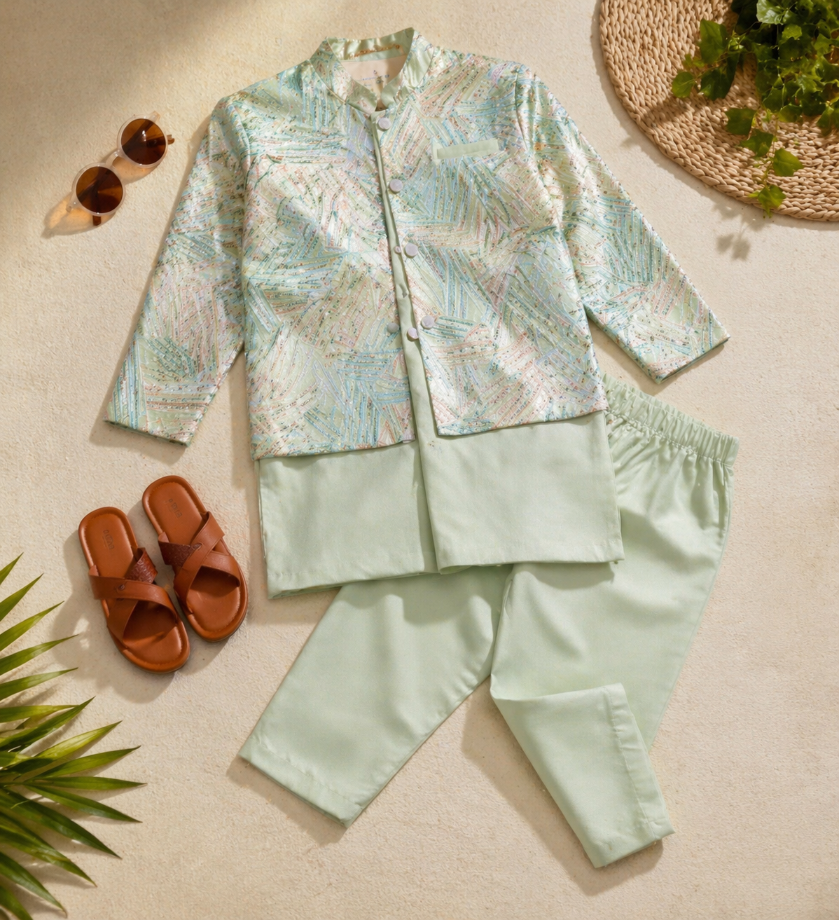 Mint Mosaic Boys Jodhpuri Set