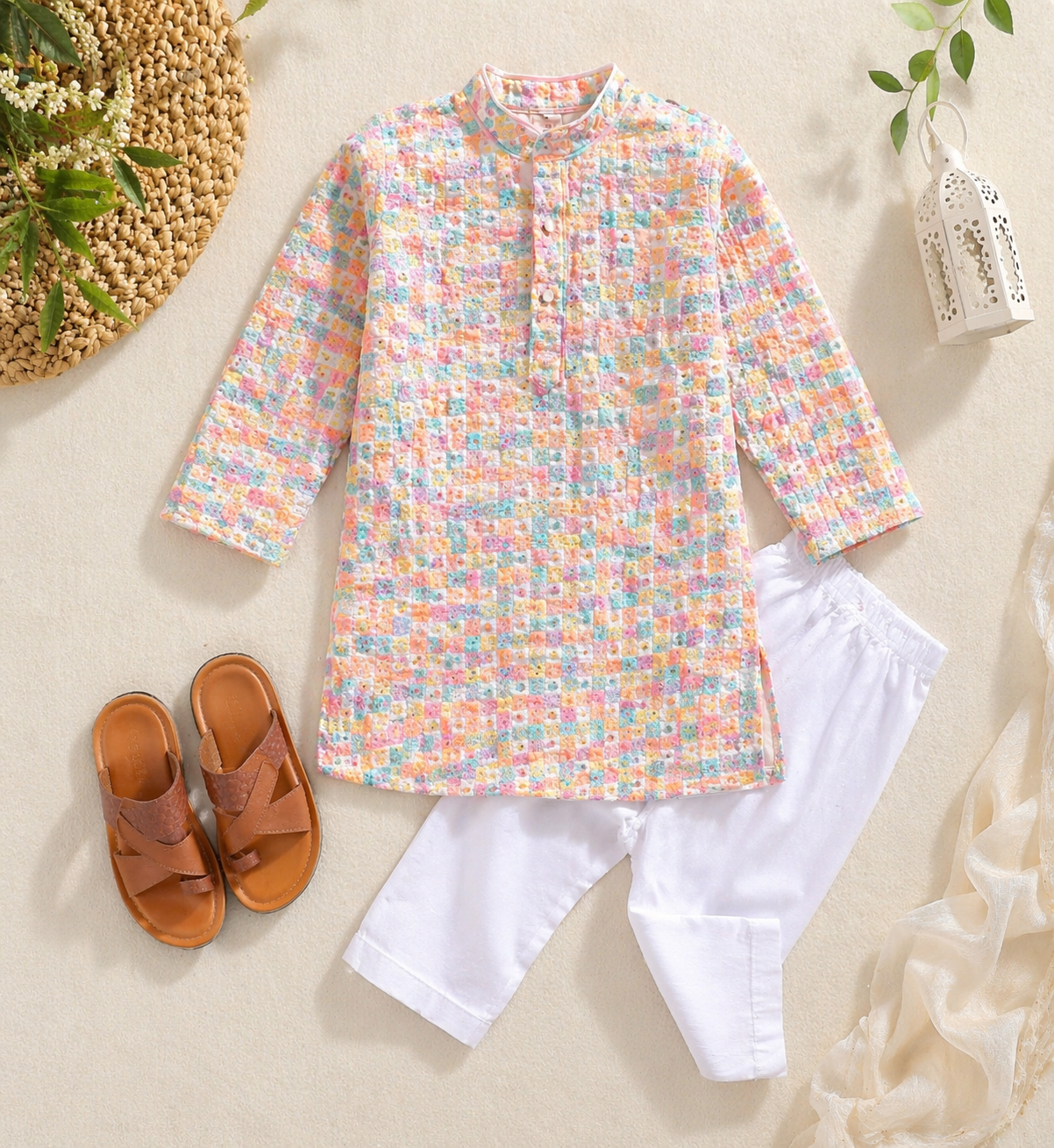 Rainbow Weave Boys Kurta Set