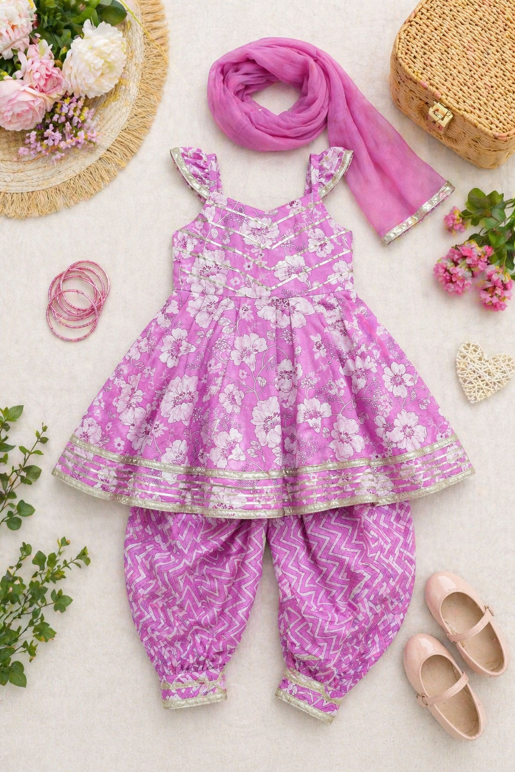 Petal Pop Girls Patiala Set