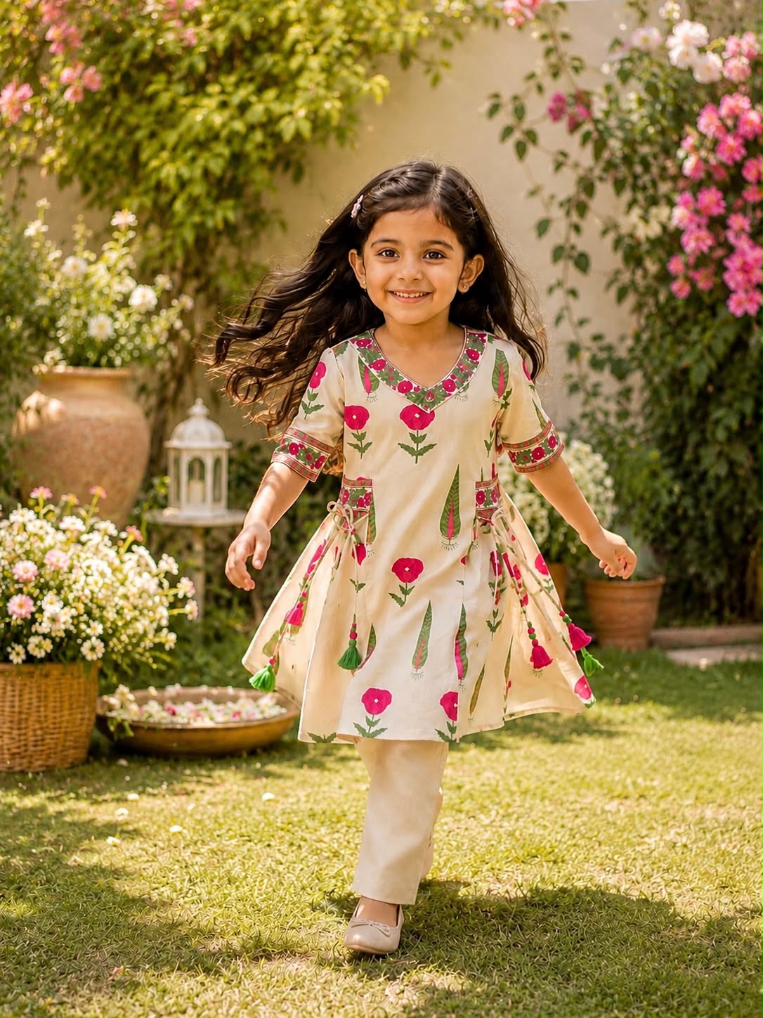 Gulbagh Tassel Girls Cord Set