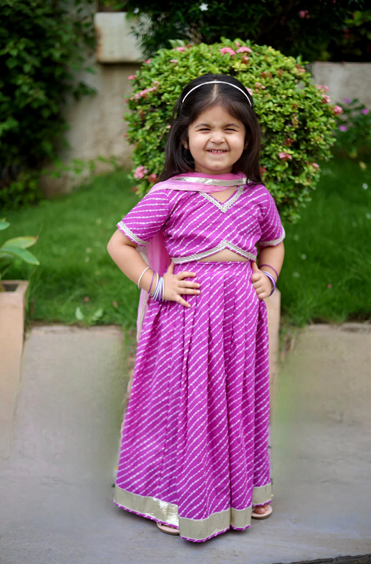 Jamuni Leheriya Girls Lehenga Set