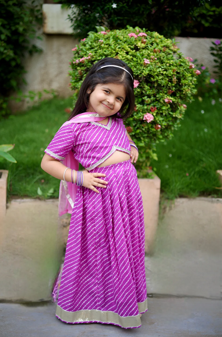 Jamuni Leheriya Girls Lehenga Set