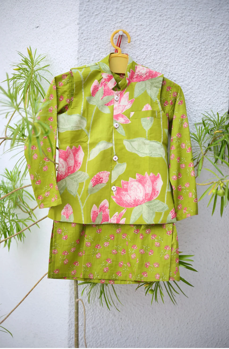 Lotus Bloom- Boys Ethnic wear Set