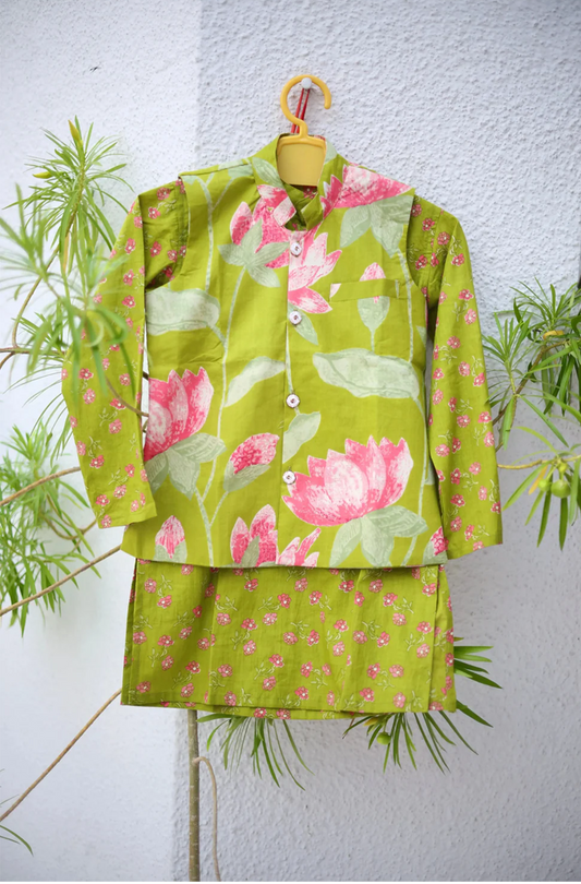 Lotus Bloom- Boys Ethnic wear Set