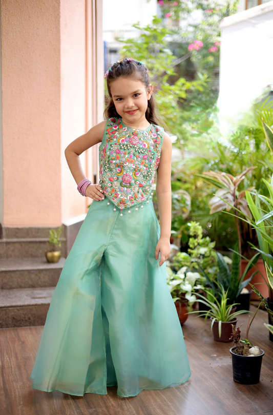 Meadow Mint Girls Palazzo Set
