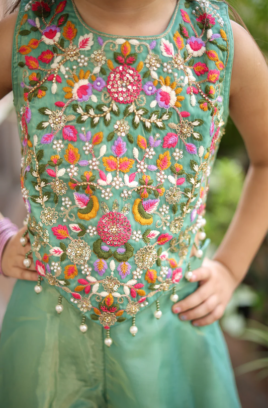 Meadow Mint Girls Palazzo Set