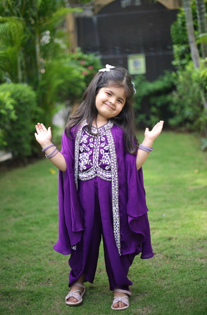 Purple Patakha – Girls IndoWestern Set (3-Piece)
