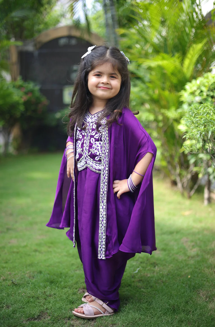 Purple Patakha – Girls IndoWestern Set (3-Piece)